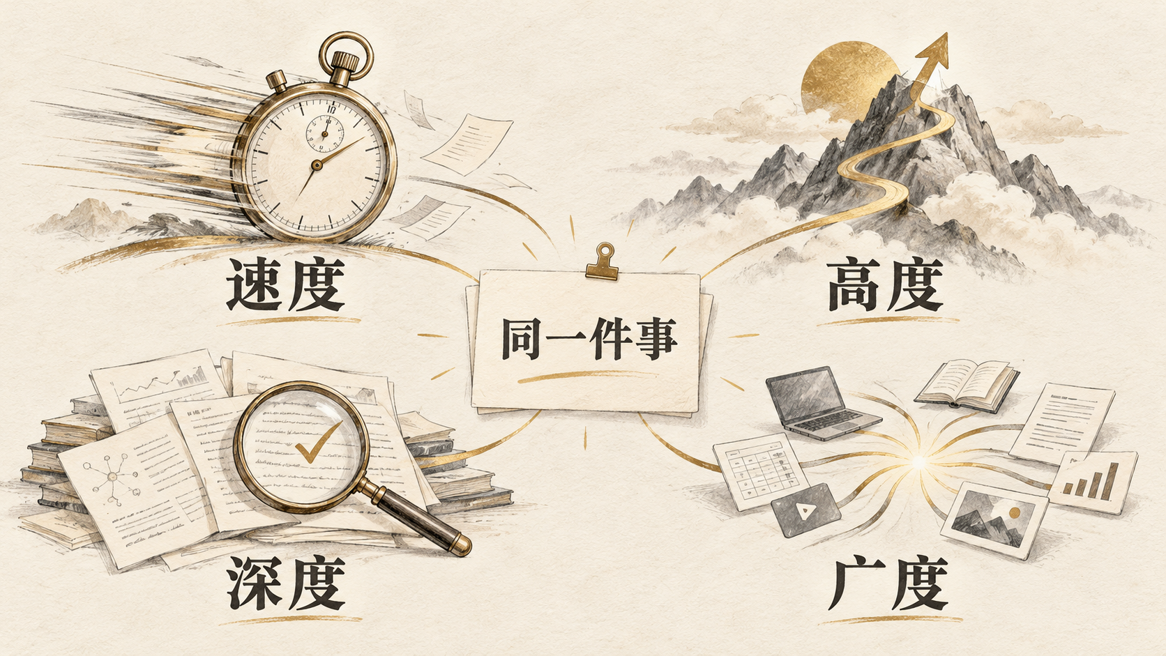 同一件事的四个方向：速度、高度、深度、广度